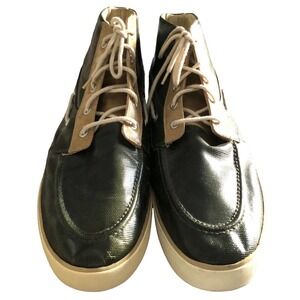 POLO RALPH LAUREN SNEAKERS coated canvas hi Top Shoes GREEN 14D Lander Chukka
